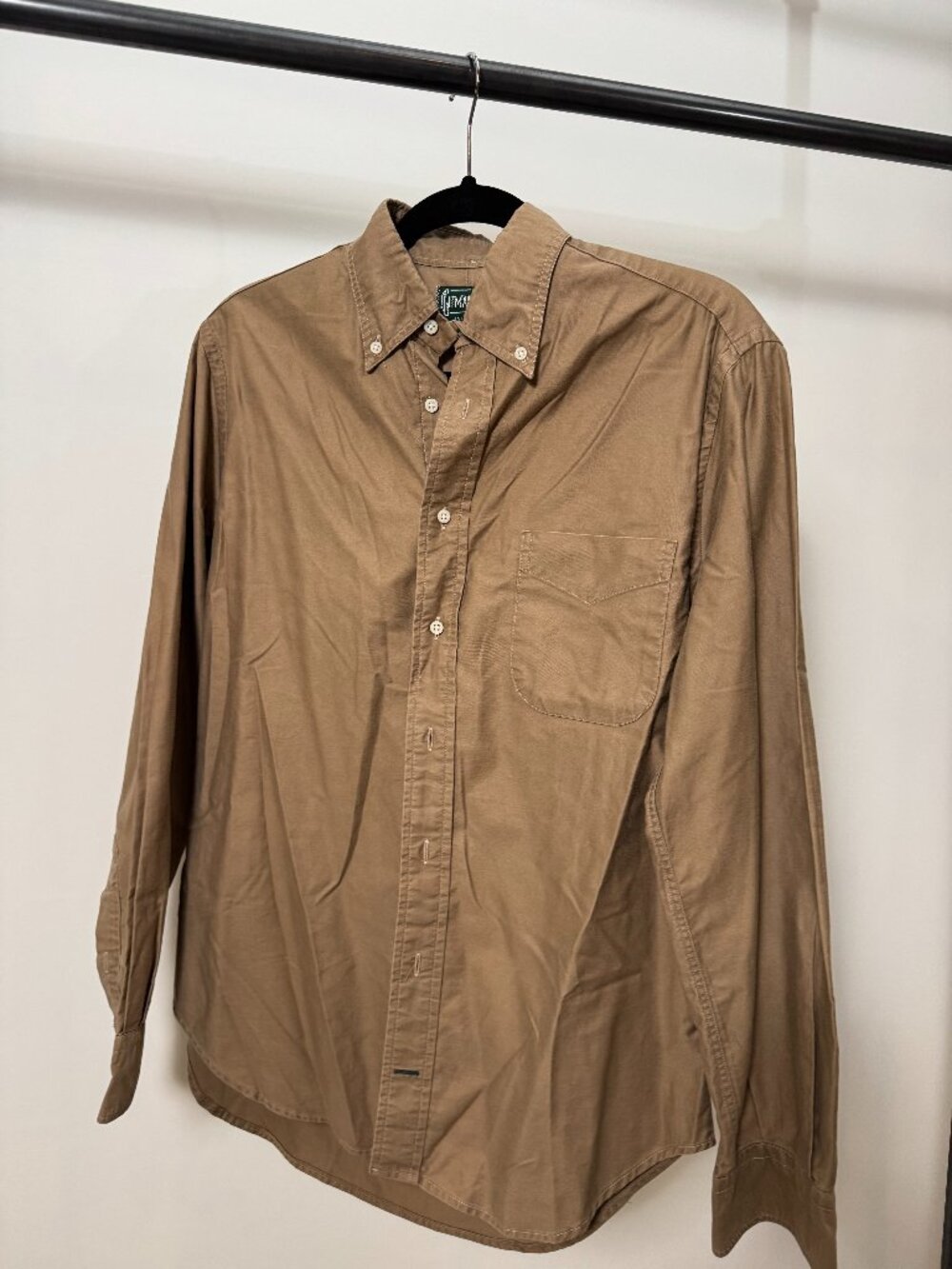 Gitman Bros Vintage Tan Brown Long Sleeve Button Down Shirt